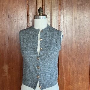Demure Gray Sleeveless Knit Button-Up Vest
